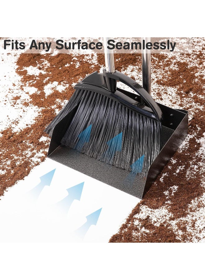 Yangbaga Long Handled Dust Pan and Broom Set for Home, Heavy Duty Metal Stainless Steel Dustpans and Brooms, Upright Stand Up Design - Image 4
